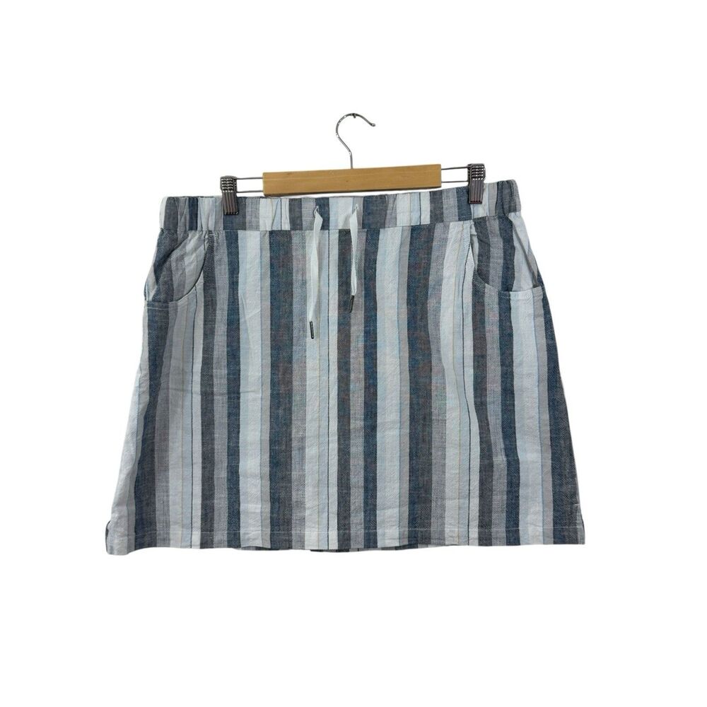 Aventura Large Skirt EUC Organic Cotton Stretch Mini A-Line Striped Womens
